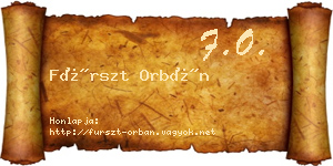 Fürszt Orbán névjegykártya